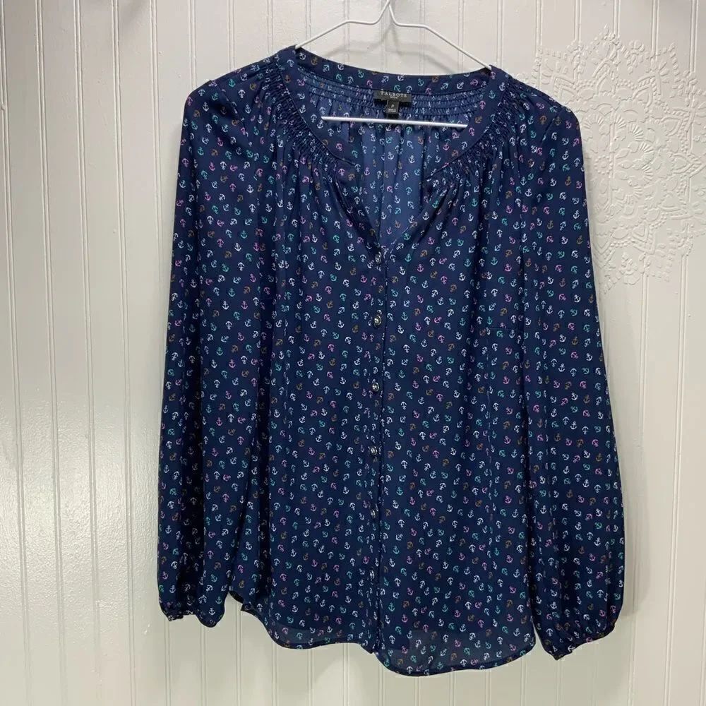Talbots long sleeve nautical blouse
